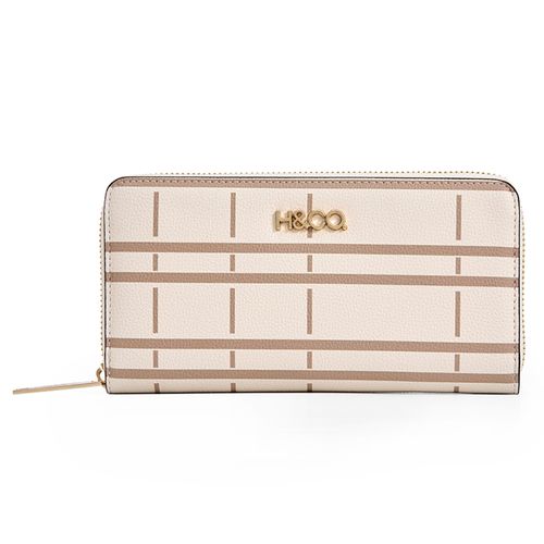 Billetera zip around H&Co color beige para mujer