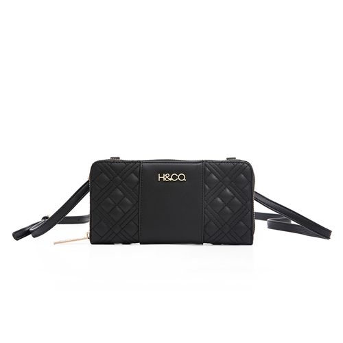 Billetera zip around H&Co color negro para mujer