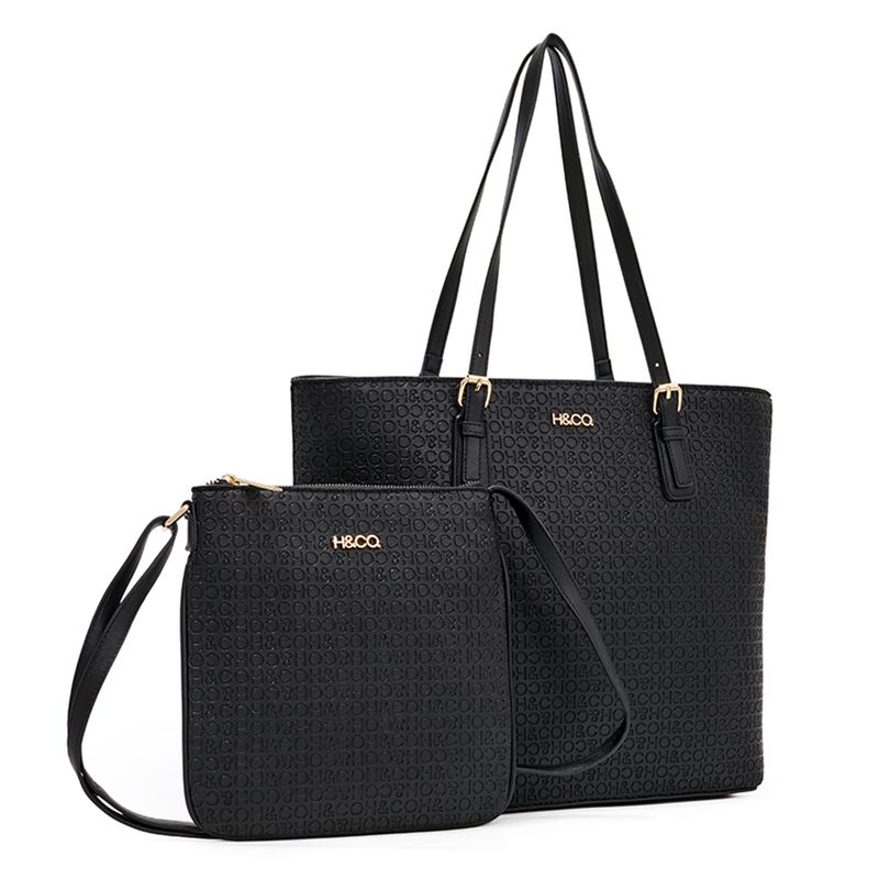 Set de carteras tote/crossbody H&Co color negro para mujer - Siman ...