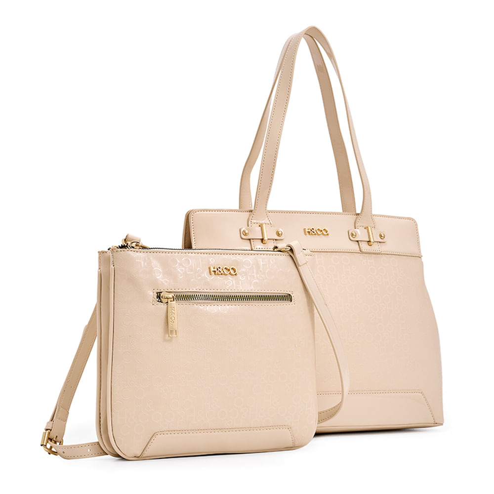 Set de carteras satchel/crossbody H&Co color beige para mujer