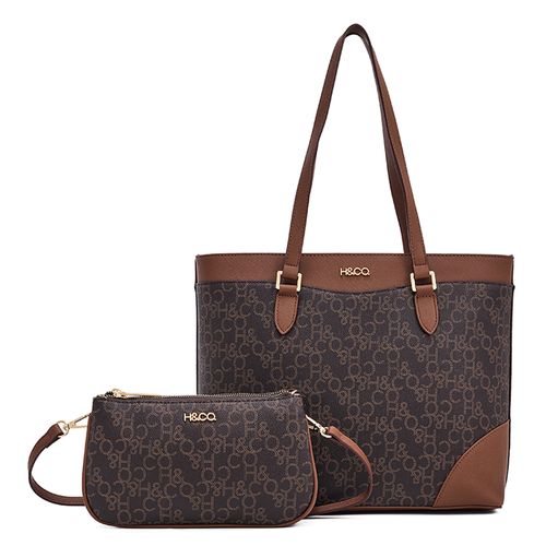 Set de carteras tote/shoulder bag H&Co color café para mujer