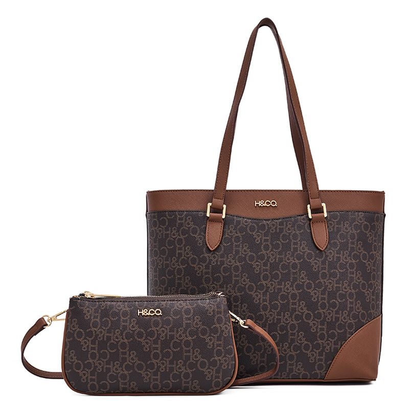 Set de carteras tote/shoulder bag H&Co color café para mujer - Siman ...