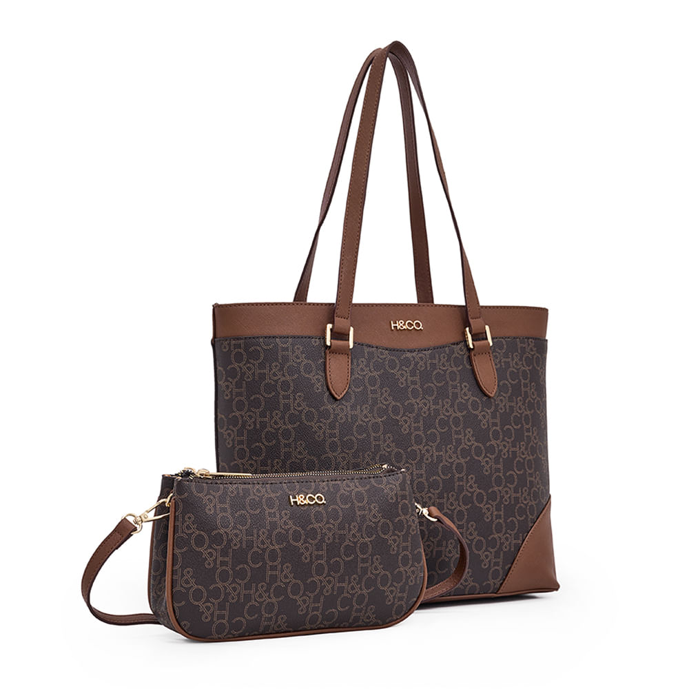 Set de carteras tote/shoulder bag H&Co color café para mujer - Siman ...