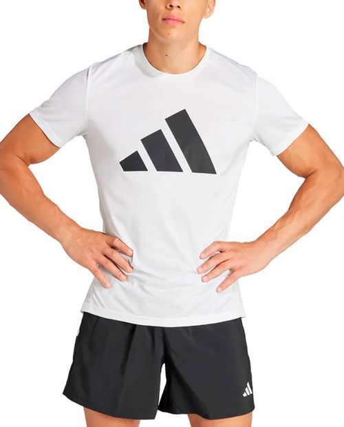 Camiseta deportiva Adidas blanca estampada para hombre