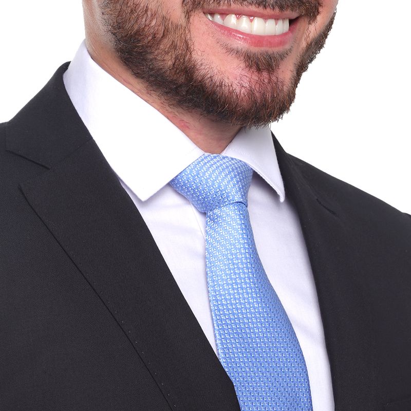 Corbata Zanetti Blue regular fit celeste mini print para hombre