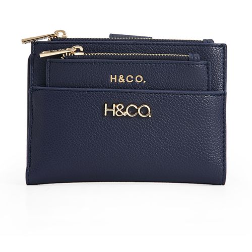 Billetera flap H&Co color navy para mujer