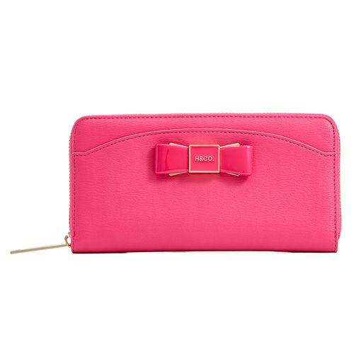 Billetera  zip around H&Co color rosado para mujer