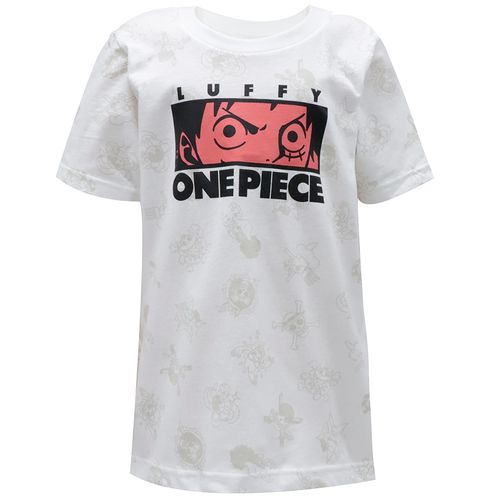 Camiseta blanca con estampado de luffy para niño