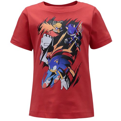 Camiseta roja con estampado de sonic para niño