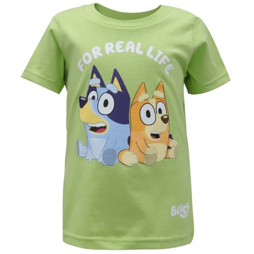 Camiseta verde con estampado de bluey para niños