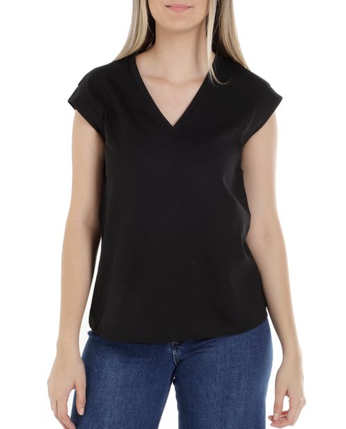 Camiseta Sabrina negra manga corta para mujer