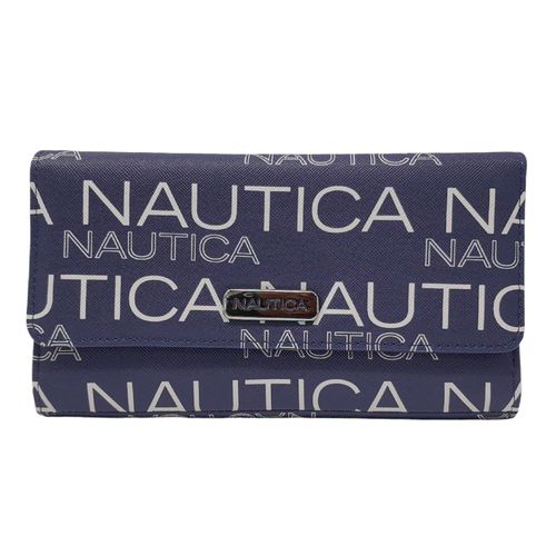 Billetera flap Nautica color azul para mujer