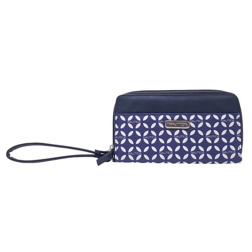 Billetera zip around Nautica color azul para mujer
