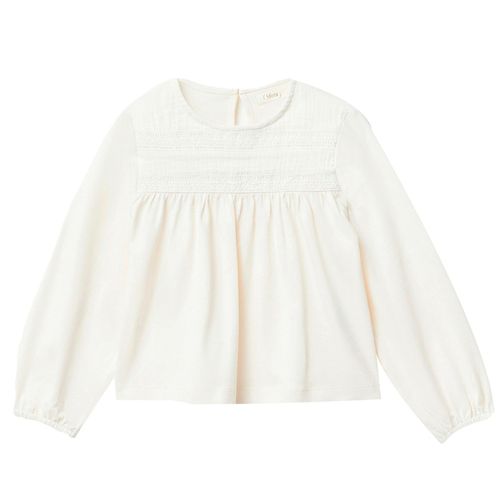 Blusa blanca sólida para niña