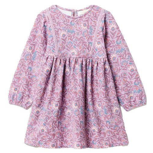 Vestido morado con estampado de flores para niña