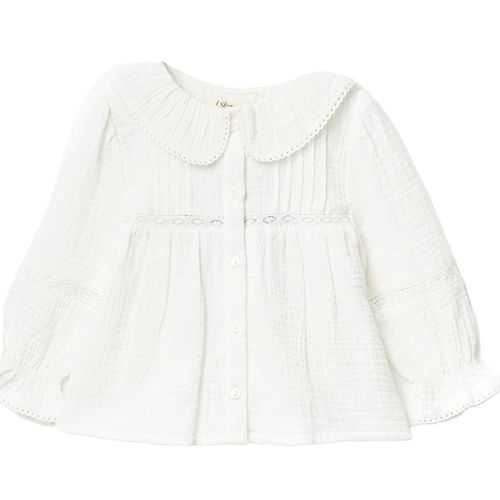 Blusa blanca sólida para bebé niña