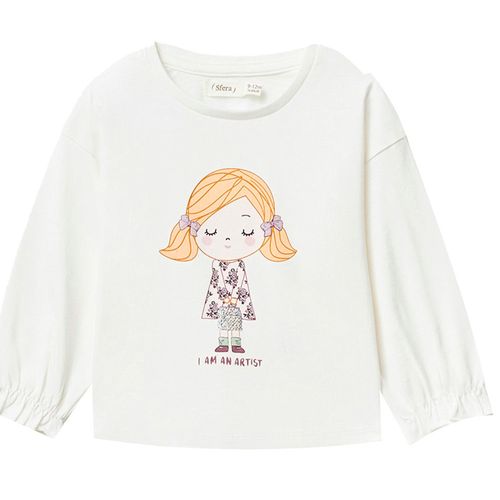 Blusa blanca con estampado para bebé niña