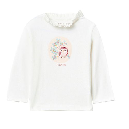 Blusa blanca con estampado de búho para bebé niña