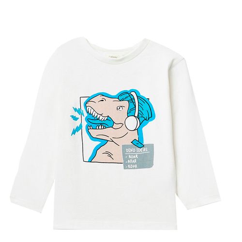 Camiseta blanca con estampado de dinosaurio para niño