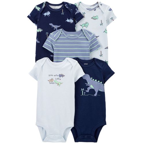 Set de 5 mamelucos multicolor con estampado de dinosaurios para bebé niño
