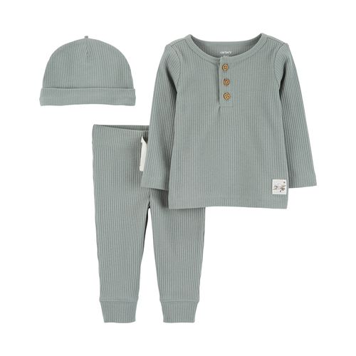 Conjunto de 3 piezas celeste sólido para bebé niño