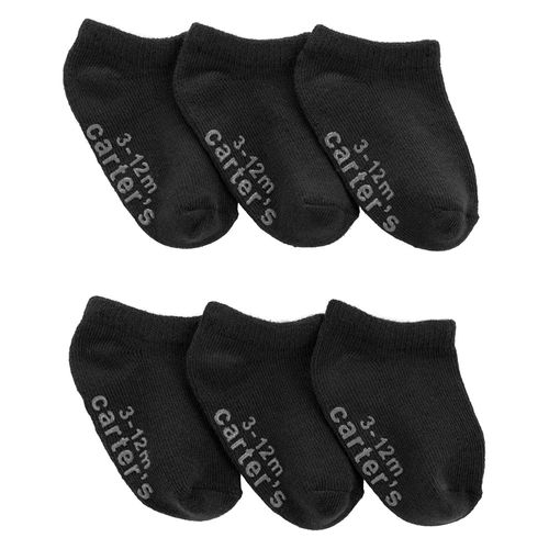 Set de 6 pares de calcetines negro sólido para bebé niño