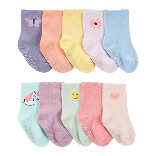 Set de 10 pares de calcetines multicolor con estampado para bebé niña