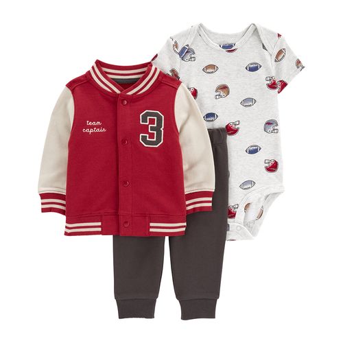 Conjunto de 3 piezas multicolor con bordado para bebé niño