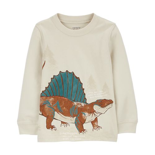 Camiseta beige con estampado de dinosaurio para bebé niño