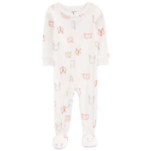 Pijama blanca con estampado de animales para niña