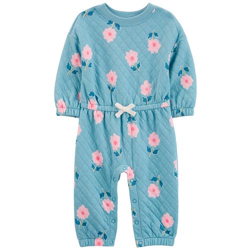 Jumpsuit celeste con estampado de flores para bebé niña