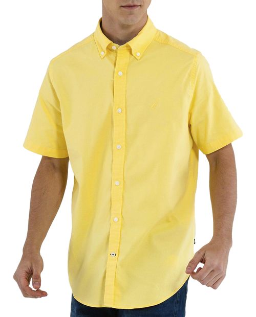 Camisa classic fit Nautica amarilla sólida para hombre