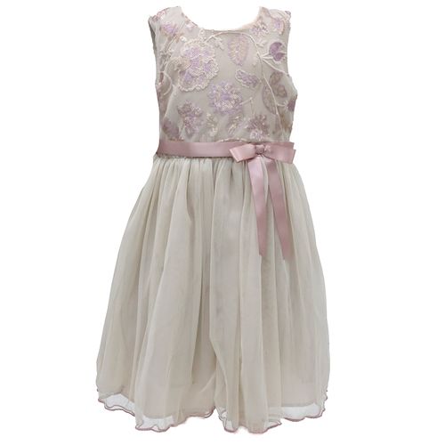 Vestido beige de encaje para niña