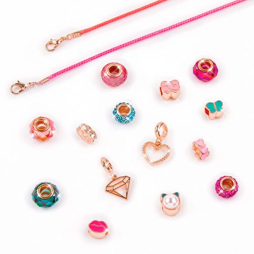 Make it Real Set Pulseras C/Dijes de Argolla : Rosa Princesa Incluye 27 Piezas