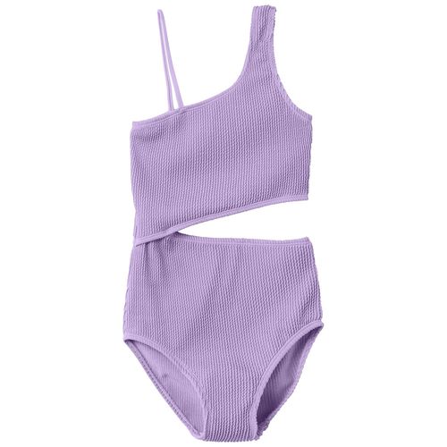 Traje de baño morado sólido para niña