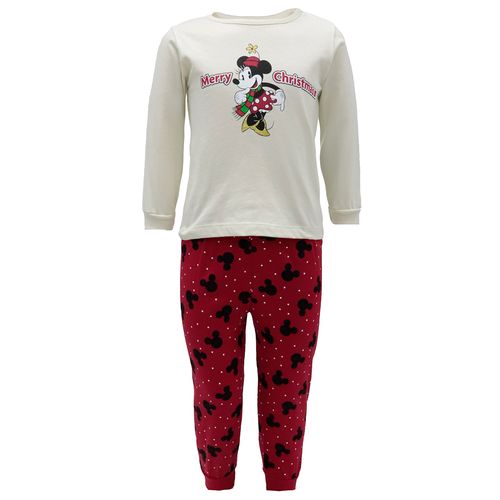 Pijama 2 piezas bicolor con estampado de Minnie navideño para niña