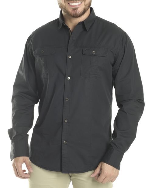 Camisa casual Unexpected negra sólida para hombre