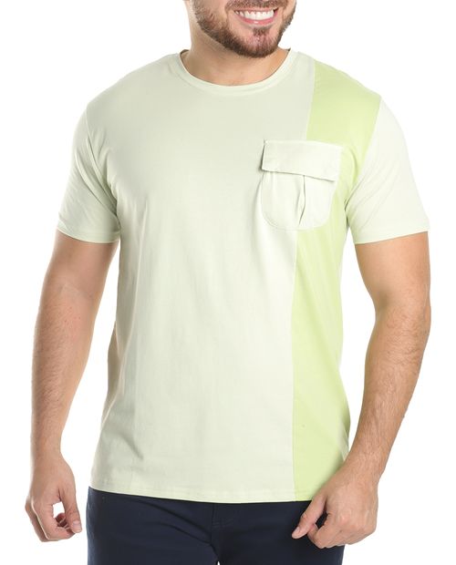 Camiseta Unexpected verde color blocking para hombre