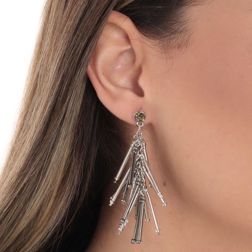 Aretes largos plateados para mujer