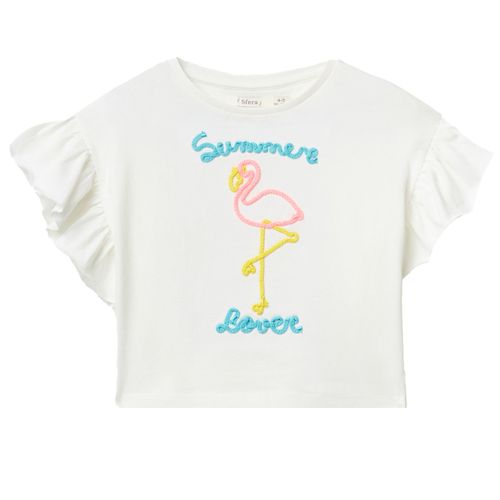 Blusa blanca con bordado para niña