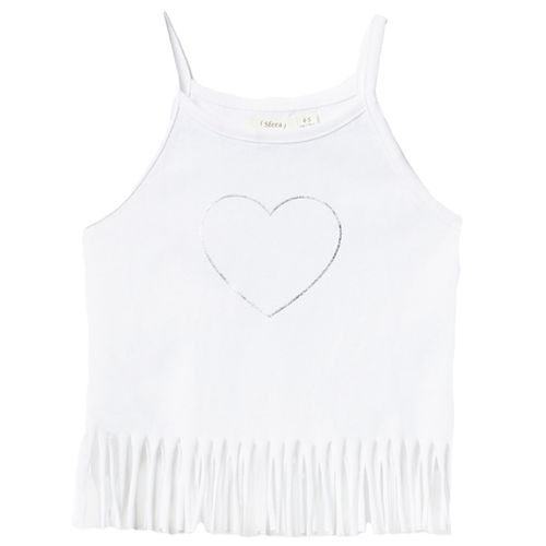 Blusa blanca con estampado de corazón para niña