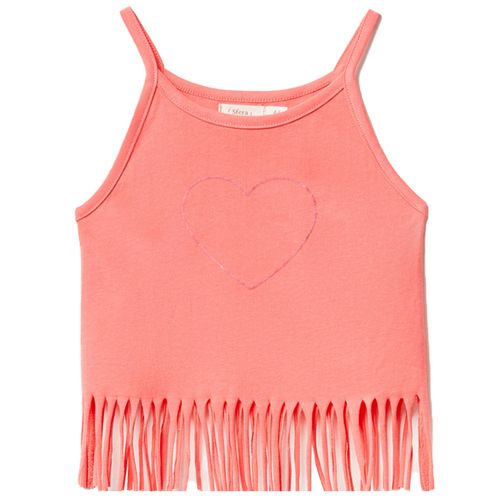 Blusa anaranjada con estampado de corazón para niña