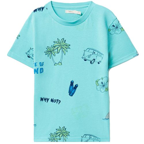 Camiseta celeste con estampado para niño