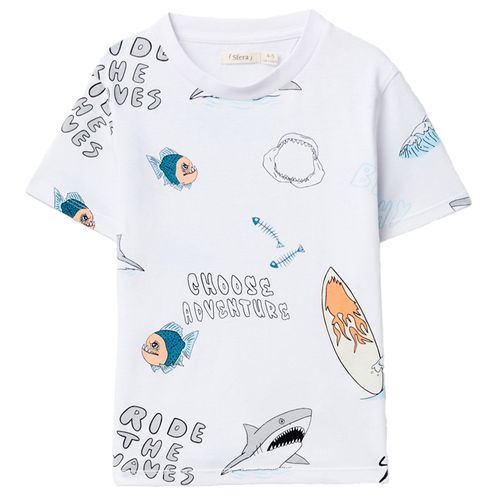 Camiseta blanca con estampado para niño