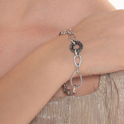 Pulsera plateada 1cm-10" para mujer