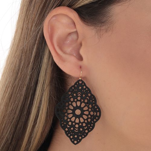 Aretes largos color negro para mujer
