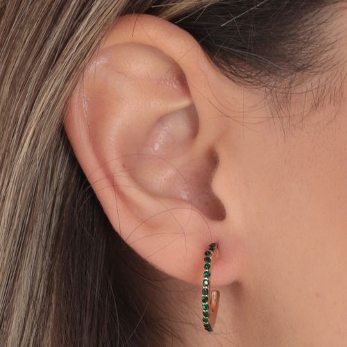 Argollas media luna color dorado/verde para mujer