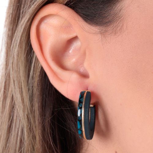 Argollas media luna color azul para mujer