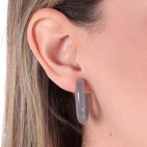 Argollas media luna color gris para mujer