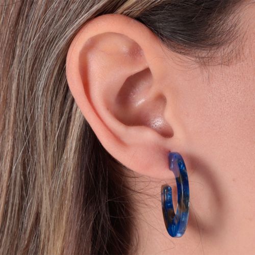 Argollas media luna bicolor para mujer